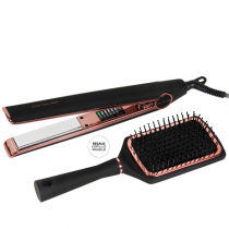 KIT CORIOLISS PLANCHA C1 DIGITAL + CEPILLO PADDLE BLACK COPPER