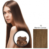 EXTENSIONES ELEGANCE CABELLO NATURAL TEJIDO LISO 55 CM. 100 G. N 10 MARRN CENIZA