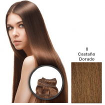 EXTENSIONES ELEGANCE CABELLO NATURAL TEJIDO LISO 55 CM. 100 G. N 8 CASTAO DORADO